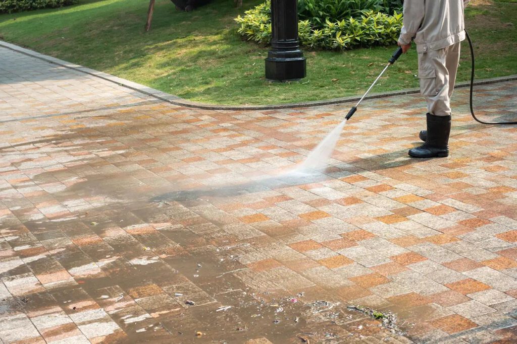 Driveway pressure washing