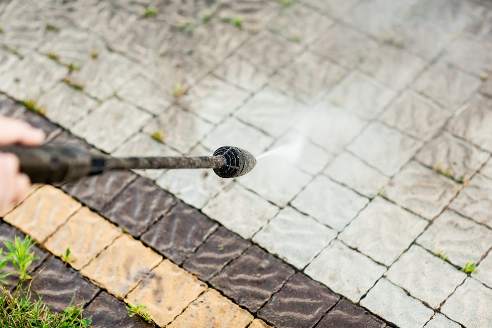 Washing a driveway